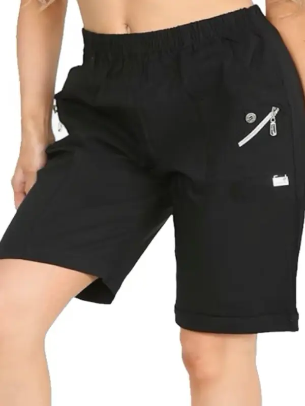 Black Cherry Berry Capri Shorts Ladies Elasticated Waist Stretchy Summer Pants