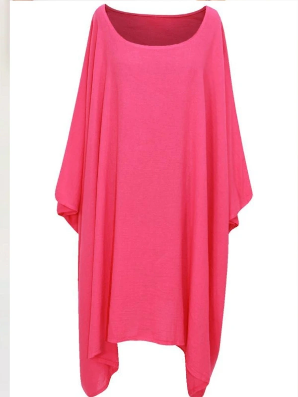 FUCHSIA Women Italian Top Ladies Summer Dress Asymmetric Kaftan Poncho Tunic Top