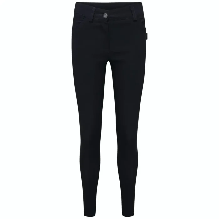 black Ladies Black High Waist Trousers back to School Work Stretch Slim Super Skinny Pants front