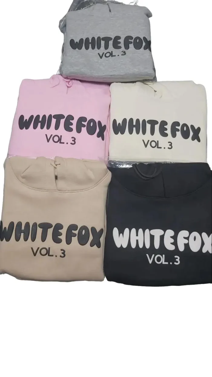 white fox Hoodie and Sweatpants for Women Hip Hop Long Sleeve Hoodies Pant Joggers Set Casual Fleece Hooded Tracksuit SET in grey, pink, cream, stone, black